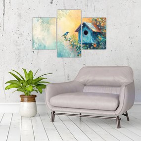 Obraz - Vtáčia búdka, akvarel (90x60 cm)