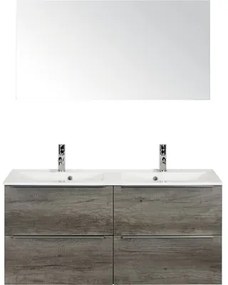 Kúpeľňový nábytkový set Pulse 120 cm s dvojitým umývadlom dub Nebraska a zrkadlom 84727324