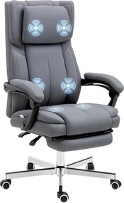 Vinsetto kancelárska stolička s 5 masážnymi režimami, ergonomická stolička s funkciou sklopenia, výškovo nastaviteľná kancelárska stolička, opierka nô