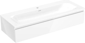 Mexen Orio, kúpeľňová skrinka 120 cm s umývadlom Vela, 1 zásuvka, biela lesklá, 91A10-12023-1-BF00-W23M00