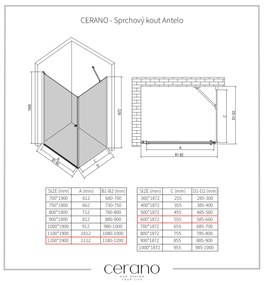 CERANO - Sprchovací kút Antelo L/P - chróm, transparentné sklo - 120x60 cm - krídlový, CER-CER-8050BD138