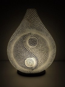 Stolná dizajnová lampa JIN JANG biela, obojstranne maľovaná, 40 cm