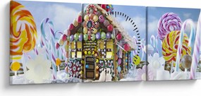 Obraz - Perníková chalúpka (s hodinami) (90x30 cm)