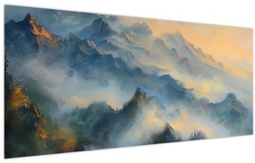 Obraz - Maľovaná horská krajina (120x50 cm)