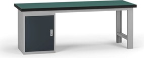 Pracovný stôl do dielne G8, 2100 x 750 x 800 mm, 1x skrinka, grafit