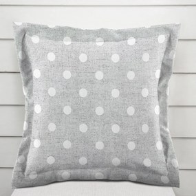 Biante Dekoračná obliečka na vankúš s lemom Porto PRT-018 Biele bodky na sivom režnom 45 x 45 cm