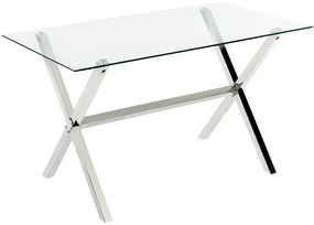 Jedálenský stôl so sklenenou doskou 130 x 70 cm strieborný FLORIN Beliani