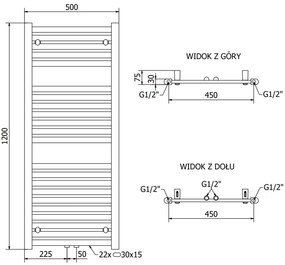 Mexen Hades, vykurovacie teleso 1200 x 500 mm, 450 W, chrómová, W104-1200-500-00-01