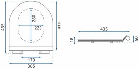Rea Carlo Granit Shiny, SLIM toaletné WC sedadlo s pomalým zatváraním 410x365 mm, duroplast, soft-close, imitácia kameňa, REA-C4520