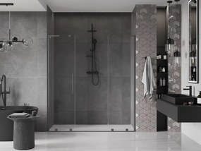 Mexen Velar L Duo, posuvné sprchové dvere do otvoru 180 cm, 8mm číre sklo, brúsený grafit, 871-180-003-02-95