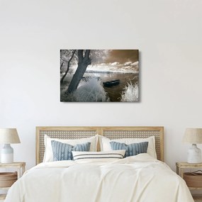 Obraz loďky na jazere (90x60 cm)