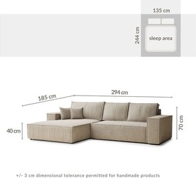 Sivá ženilková rozkladacia/s úložným priestorom rohová pohovka (ľavý roh/s leňoškou) Maze – Maison de Rêve