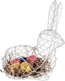 Biely drôtený dekoračný košík králik Bunny L - 28*15*30 cm