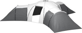 Túlový stan Outsunny, campingový stan pre 6-9 osôb, rodinný stan s 3 spálňami, obývacou izbou, terasou, prenášacou taškou, 2000 mm vodotesný Oxford, d