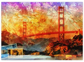 Sklenený obraz - Golden Gate, San Francisco, Kalifornia (70x50 cm)
