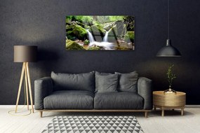 Obraz na skle Vodopád skaly príroda 100x50 cm