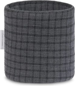 Mušelínový úložný košík grafitovo kockovaný