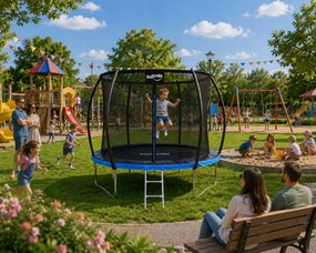 TRENDIE Trampolína s vnútornou sieťou 252 cm modrá + rebrík
