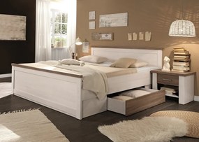 Posteľ s nočnými stolíkmi Luca 180x200 cm, bielená pínia