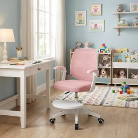 Detská otočná stolička Neoseat JUNI 010 s podnožou — látka, ružová