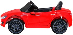 Detské auto Maserati Ghibli na batérie, červené + diaľkové ovládanie + pomalý štart + EVA + MP3, USB + LED