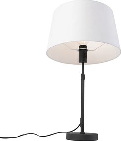 Stolná lampa čierna s bielym ľanovým tienidlom 35 cm nastaviteľná - Parte