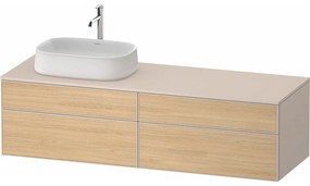 DURAVIT Zencha závesná skrinka pod umývadlo na dosku (umývadlo vľavo), 4 zásuvky, 1600 x 550 x 442 mm, dub prírodný/taupe super matná, ZE4824L30830000