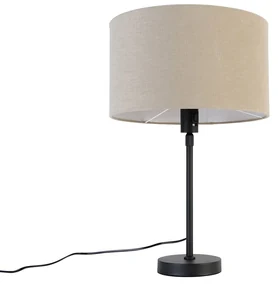 Stolná lampa čierna nastaviteľná s tienidlom svetlohnedá 35 cm - Parte