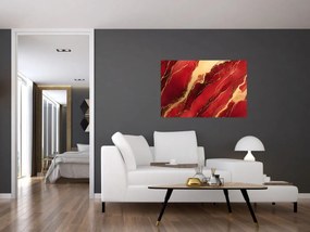Obraz - Červeno-zlatý mramor (90x60 cm)