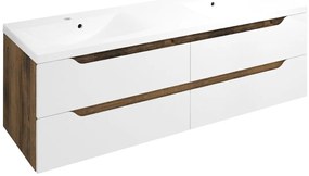 Sapho Sapho, WAVE dvojumývadlová skrinka 149,7x50x47,8cm, biela/dub collingwood, WA150-3019