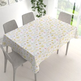 Biante Teflónový obdĺžnikový obrus TF-135 Maľované žlto-zelené lúčne kvietky na bielom 100x160 cm