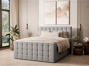 Sivá boxspring posteľ s úložným priestorom 200x200 cm Tasca – Maison de Rêve