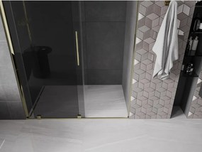 Mexen Velar, posuvné sprchové dvere do otvoru 150 cm, 8mm šedé sklo, zlatá lesklá, 871-150-000-41-50