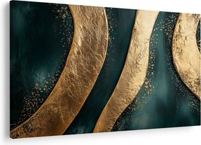 Obraz - Zelená abstrakcia so zlatom I. (90x60 cm)
