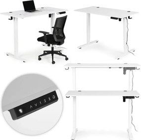 Elektrický nastaviteľný stôl 120 x 60 cm, nastaviteľná výška 72-117 cm, biely