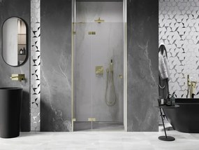 Mexen, Mexen Lunar ľavé otočné sprchové dvere 75 cm, transparentné, brúsené zlaté - 834-075-000-55-00-L