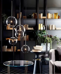 Toolight Toolight, sklenené guľové závesné stropné svietidlo 20cm, APP1684-1CP, chrómová, OSW-04304