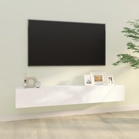 Nástenné TV skrinky 2 ks biele 100x30x30 cm spracované drevo