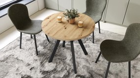 ALMO 80 Dub Artisan / čierne nohy – okrúhly stôl s nohami Y, loftový/industriálny do kuchyne, obývačky a jedálne