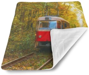 Sablio Deka pre bábätko Červená električka v lese - 90x120 cm