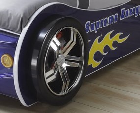 Detská pretekárska posteľ Energy 90x200 cm, modré auto s osvetlením