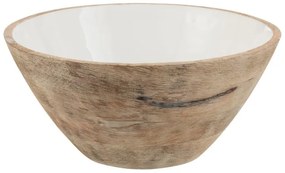 Drevená misa s bielym smaltovaným vnútrom Enamell large - ∅ 30,5 * 13 cm