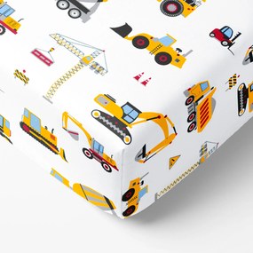 Goldea detská bavlnená napínacia plachta - nákladné autá a bagre 80 x 160 cm