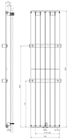 Sapho Sapho, COLONNA vykurovacie teleso 450x1800mm, metalická strieborná, IR145