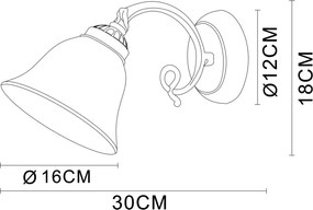 Nástenná lampa Odin, mosadz