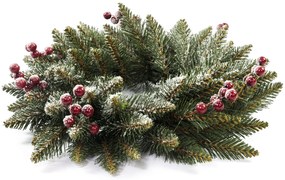 Vianočný veniec PREMIUM zasnežený s jarabinou 40 cm