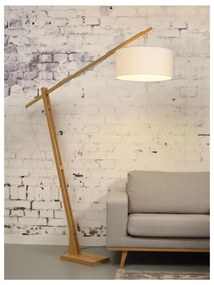 Stojacia lampa s bielym tienidlom a konštrukciou z bambusu Good&amp;Mojo Montblanc