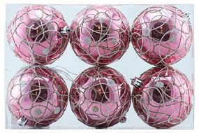 DECOLED Plastová guľa, d. 8 cm, ružová, 6x lesklá
