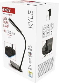 Stolná LED lampa KYLE s USB čierna