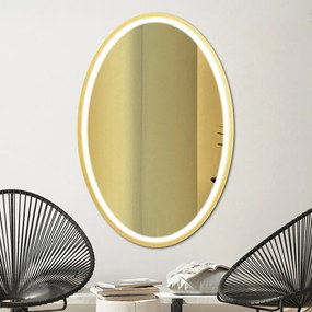 Zrkadlo Nordic Oval Gold LED - gold glass Rozmer zrkadla: 65 x 100 cm